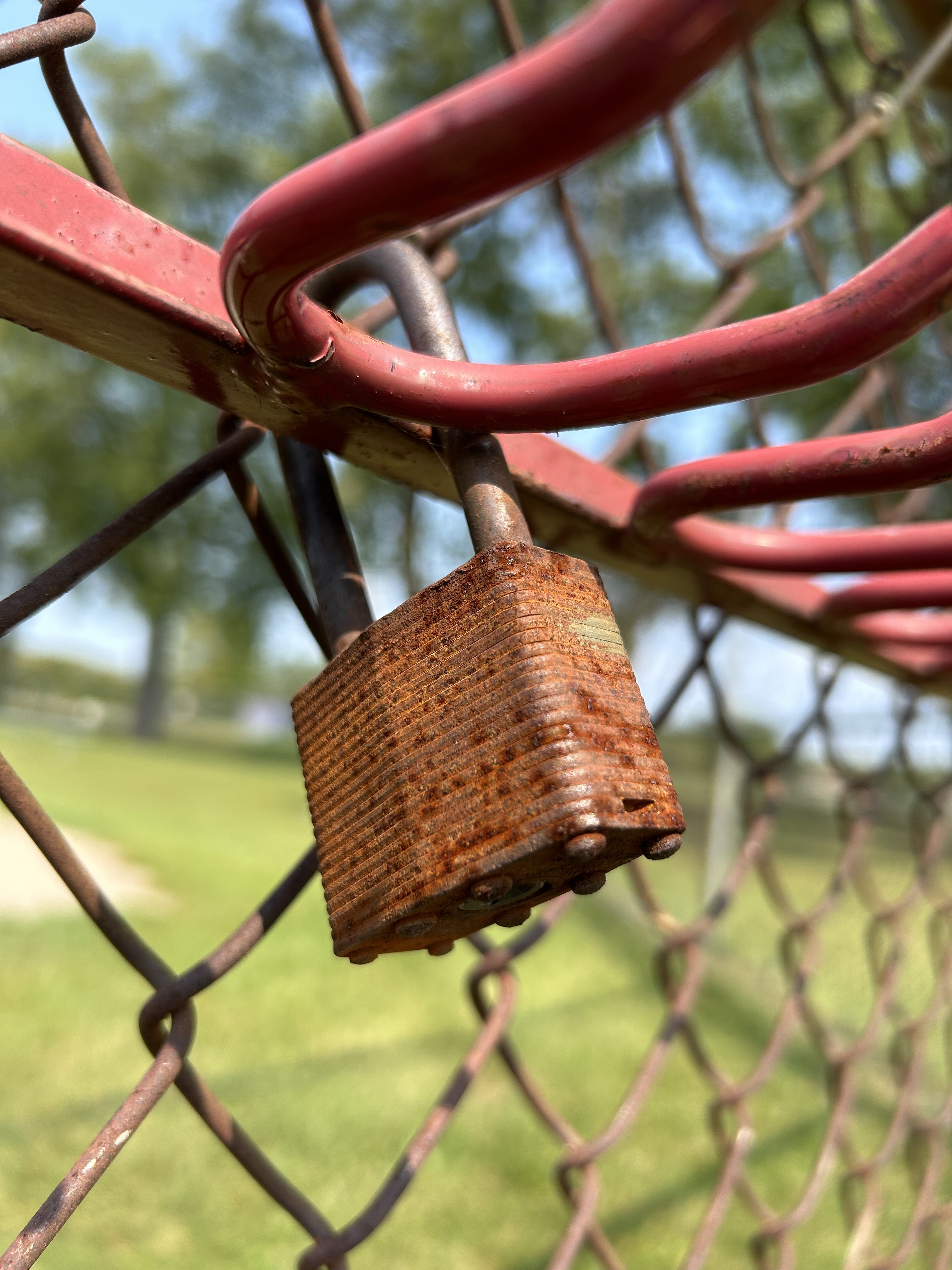 A photo of a rusty lock, taken with the iPhone 14.