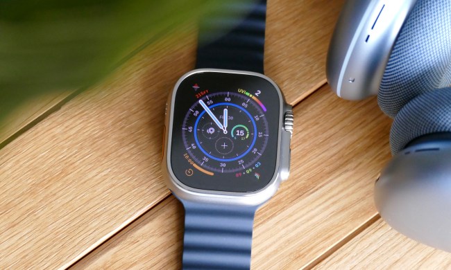 The Apple Watch Ultra with Wayfinder watch face.